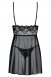 Черная сорочка с гипюровым верхом Idillia Babydoll LXL3
