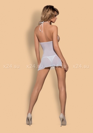Белая сорочка с бежевым кружевом Bisquitta Chemise SM