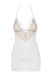Белая сорочка с бежевым кружевом Bisquitta Chemise SM4