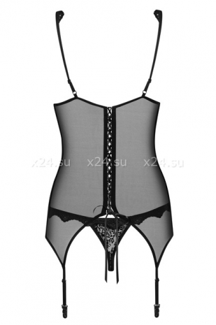 Черный корсаж с бархатным узором Emperita Corset LXL