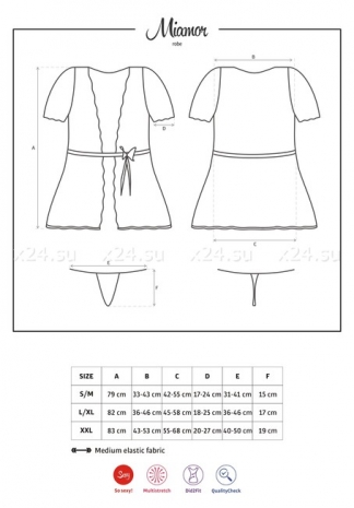 Короткий черный халат с гипюровыми рукавами Miamor Robe SM