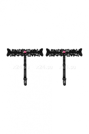 Черные кружевные подвязки для чулок Piccorosa Suspenders SM