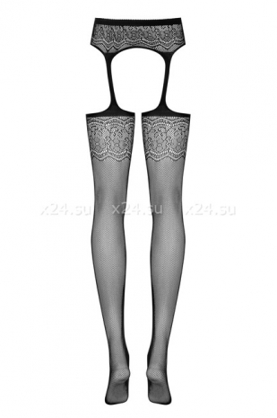 Черные колготки в сеточку с имитацией чулок Garter Stockings S207 SL
