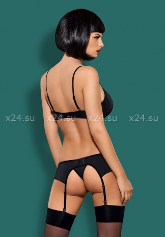 Черный эластичный комплект белья из 3-х предметов Gretia Set SM