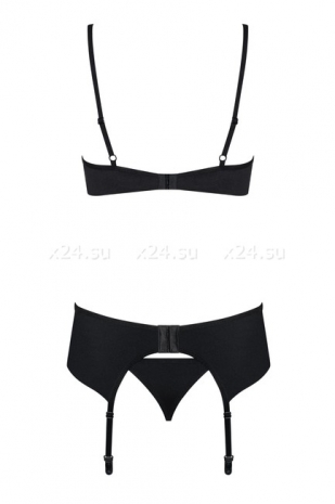 Черный эластичный комплект белья из 3-х предметов Gretia Set SM
