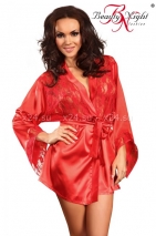 Красный халатик с кружевными вставками и стрингами Prilance Black XLXXL