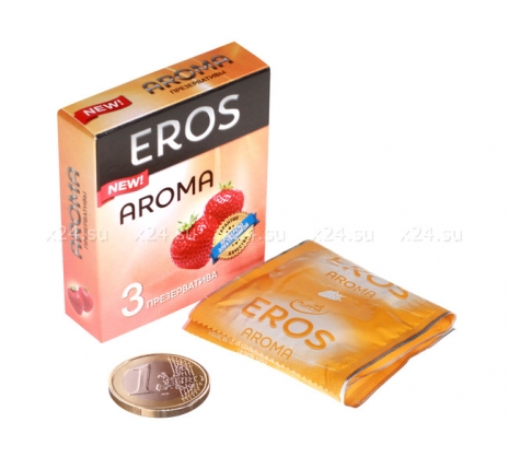 Ароматизированные презервативы EROS Aroma со вкусом клубники ( 3 шт.)
