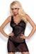 Черная сорочка с бархатным узором Emperita Chemise LXL1