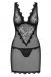 Черная сорочка с бархатным узором Emperita Chemise LXL2