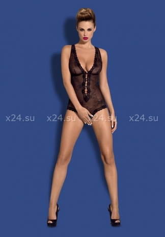 Черное прозрачное боди на пуговках Fiorenta Teddy LXL
