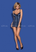 Синяя сорочка с кружевом на косточках Auroria Chemise XXL