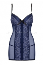 Синяя сорочка с кружевом на косточках Auroria Chemise XXL
