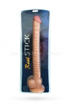 Длинный гибкий рельефный фаллос на присоске Real Stick 13,6''