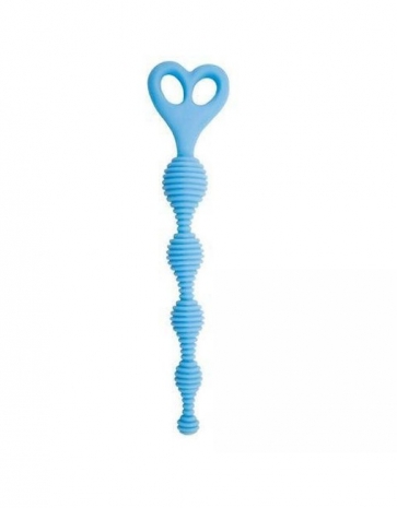 Голубые рифленые анальные бусы Climax Anal Beads, 26,7 см.