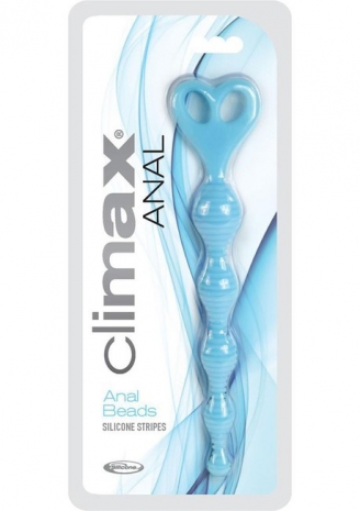 Голубые рифленые анальные бусы Climax Anal Beads, 26,7 см.