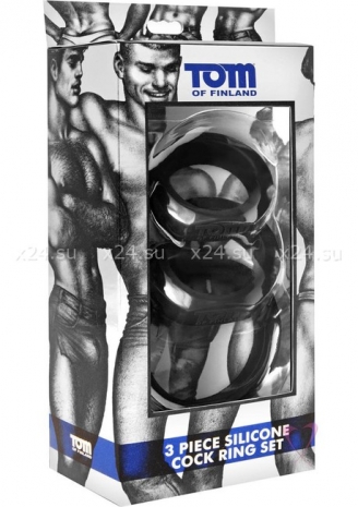 Набор эрекционных силиконовых колец Tom of Finland (3 штуки) с дизайнерским логотипом