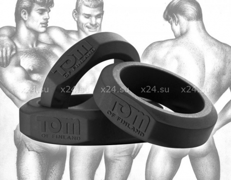 Набор эрекционных силиконовых колец Tom of Finland (3 штуки) с дизайнерским логотипом