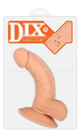 Изогнутый реалистичный фаллос на присоске Dix Realistic Dong With Scrotum