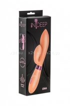 Вибратор для G-стимуляции с клиторальным стимулятором Indeep Gina Beige (10 режимов)