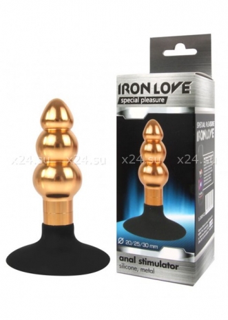 Металлическая трехрядная анальная елочка на присоске IRON LOVE