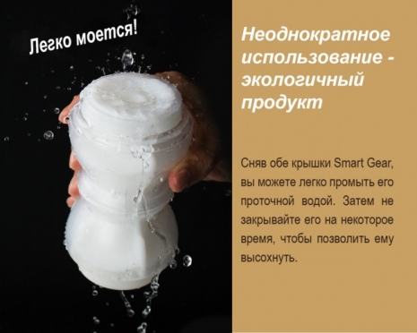 Двойной поворотный мастурбатор с эффектом смазки Men's Max Smart Gear + Wetch