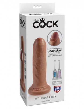 Фаллос на присоске с подвижной крайней плотью Uncut Cock 6''