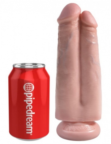 Фаллоимитатор сдвоенный на присоске King Cock 7'' Two Cocks One Hole