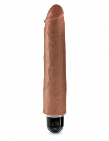 Огромный реалистичный вибратор King Cock 10'' Vibrating Stiffy Tan (многоскоростная вибрация)
