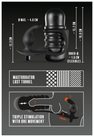 Мастурбатор с анальным стимулятором Rebel Men's Gear (10 режимов)
