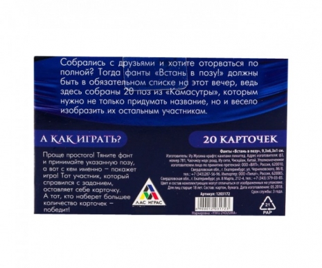 Игра для компании ВСТАНЬ В ПОЗУ (20 карточек)
