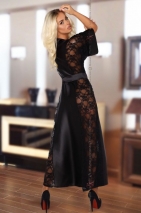 Длинный халатик с кружевом Bouguet Black SM