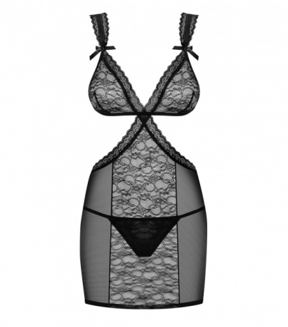 Коротенькая облегающая сорочка с кружевом и вырезами Swanita Chemise LXL