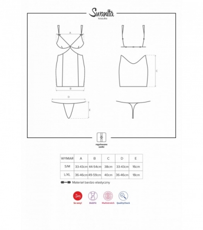 Коротенькая облегающая сорочка с кружевом и вырезами Swanita Chemise SM