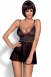 Черный пеньюар с леопардовым узором Chita Babydoll XXL0