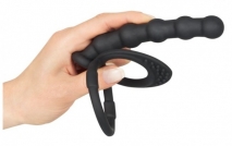 Кольца на член и мошонку с анальным стимулятором Black Velvets Cock & Ball Ring