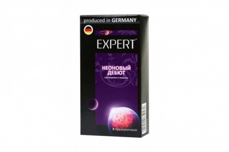 Презервативы EXPERT светящиеся в темноте  "Неоновый дебют" (8 шт)
