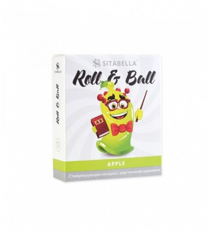 Стимулирующий презерватив с шариками Roll & Ball с ароматом яблока (1 шт)