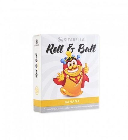Стимулирующий презерватив с шариками Roll & Ball с ароматом банана (1 шт)