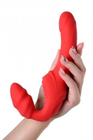 Перезаряжаемый мощный безремневой страпон Strapless Strap-on (3 мотора)