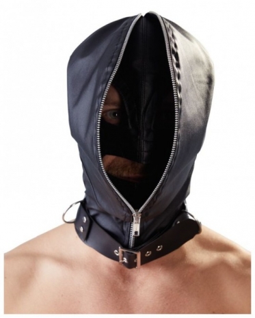 Маска-шлем с ошейником и молнией для полной сенсорной депривации Double Mask by fetish collection