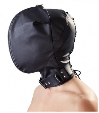 Маска-шлем с ошейником и молнией для полной сенсорной депривации Double Mask by fetish collection