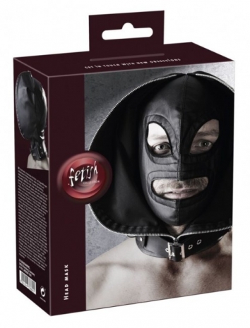 Маска-шлем с ошейником и молнией для полной сенсорной депривации Double Mask by fetish collection