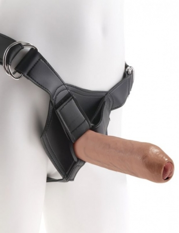 Страпон-трусики с фаллосом на присоске и подвижной крайней плотью 7'' Uncut Cock Strap-On Harness