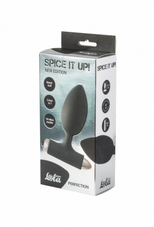 Анальная пробка со смещенным центром тяжести и с вибрацией Spice it up PERFECTION (10 режимов)