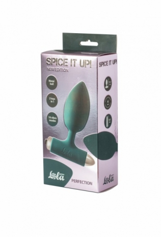 Анальная пробка со смещенным центром тяжести и с вибрацией Spice it up PERFECTION (10 режимов)