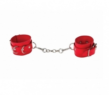 Красные кожаные фиксаторы на руки Leather Cuffs OUCH!
