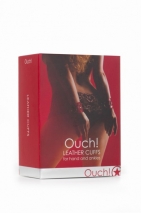 Красные кожаные фиксаторы на руки Leather Cuffs OUCH!