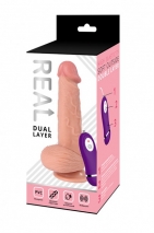 Реалистичный фаллос на присоске с вибрацией REAL Dual Layer (10 режимов)