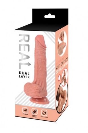 Супер реалистичный фаллос на присоске REAL Dual Layer (вторая кожа)