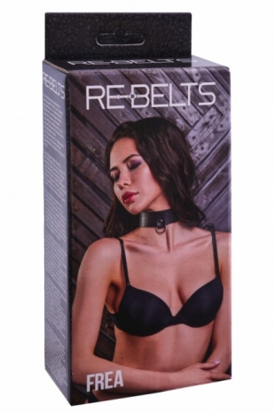 Черный ошейник из натуральной кожи REBELTS Frea